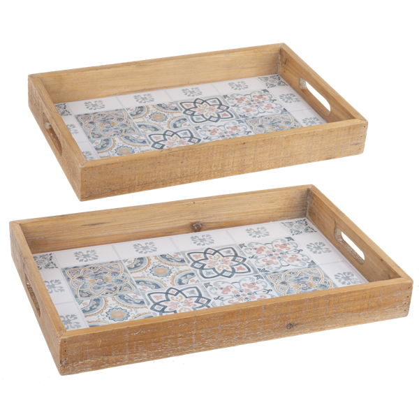 Azafate de madera azulejo vintage grd