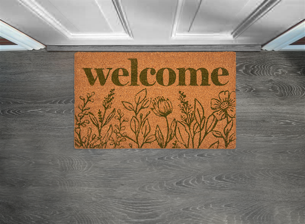 Alfombra Flores Verdes Welcome