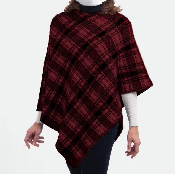 Poncho de cuadros con cuello