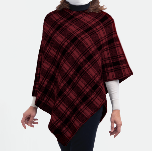 Poncho de cuadros con cuello