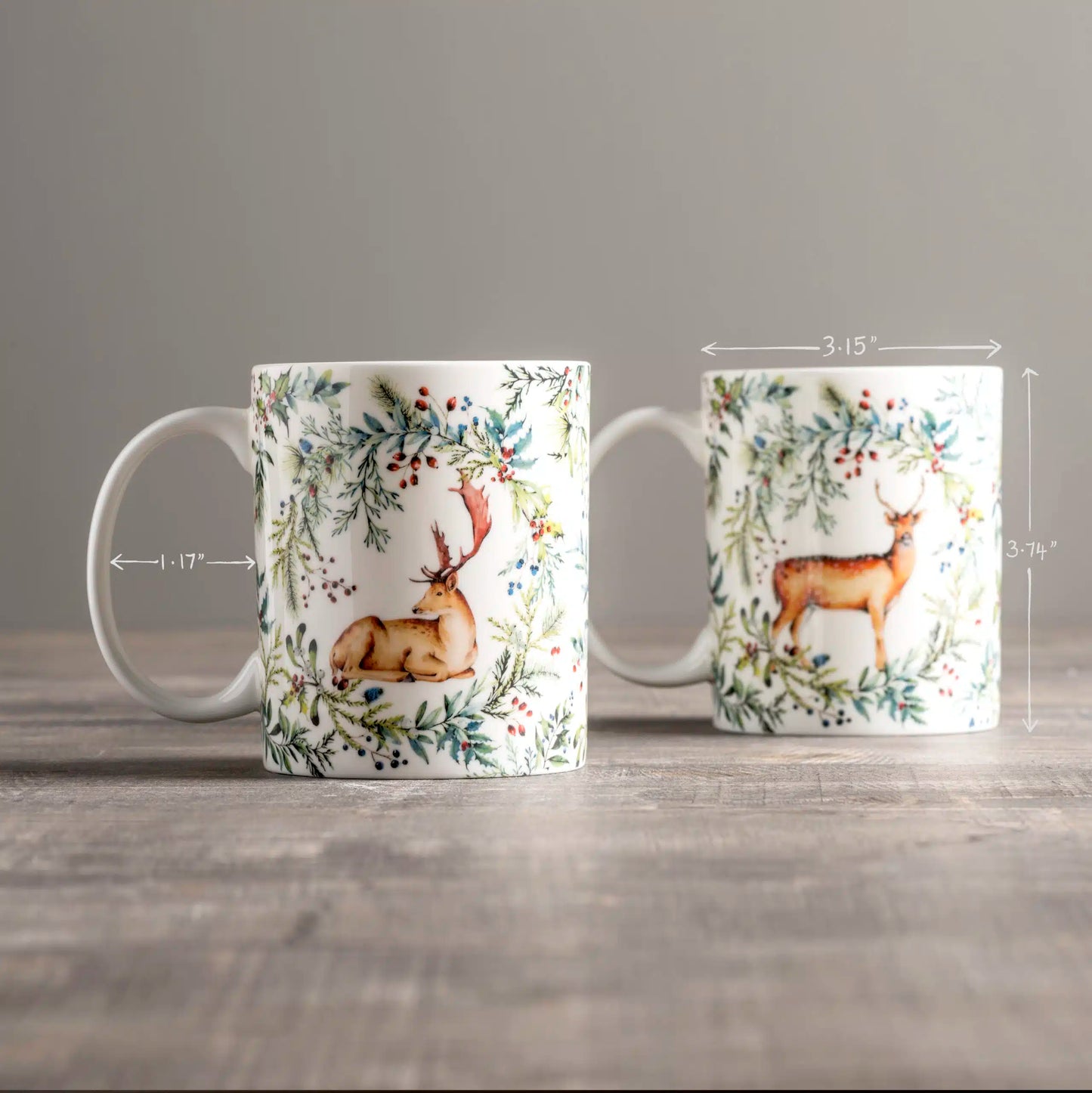 SET DE 2 TAZAS 12 OZ  HOLLY TIME