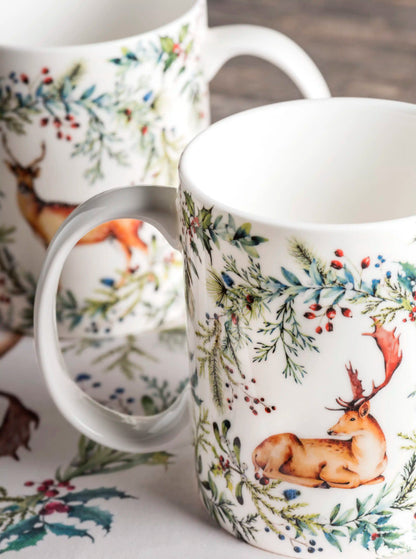 SET DE 2 TAZAS 12 OZ  HOLLY TIME