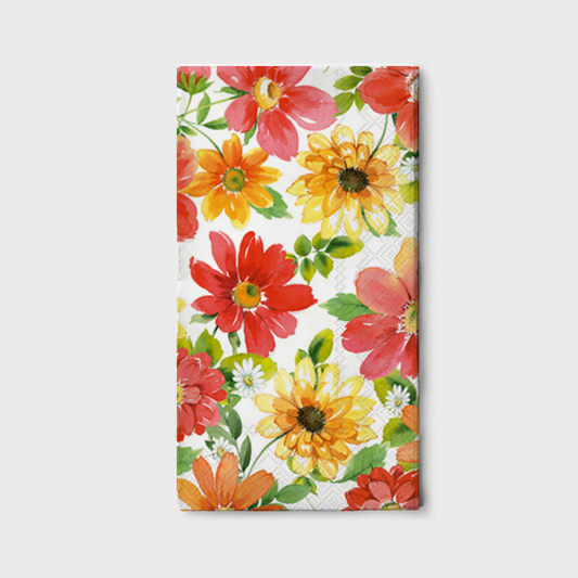 Servilletas de papel rectangulares flores anaranjadas