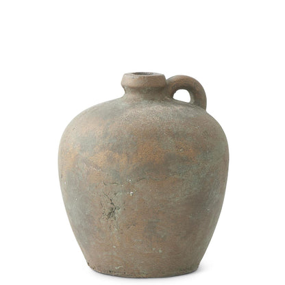 Florero de terracota con esmalte bronce