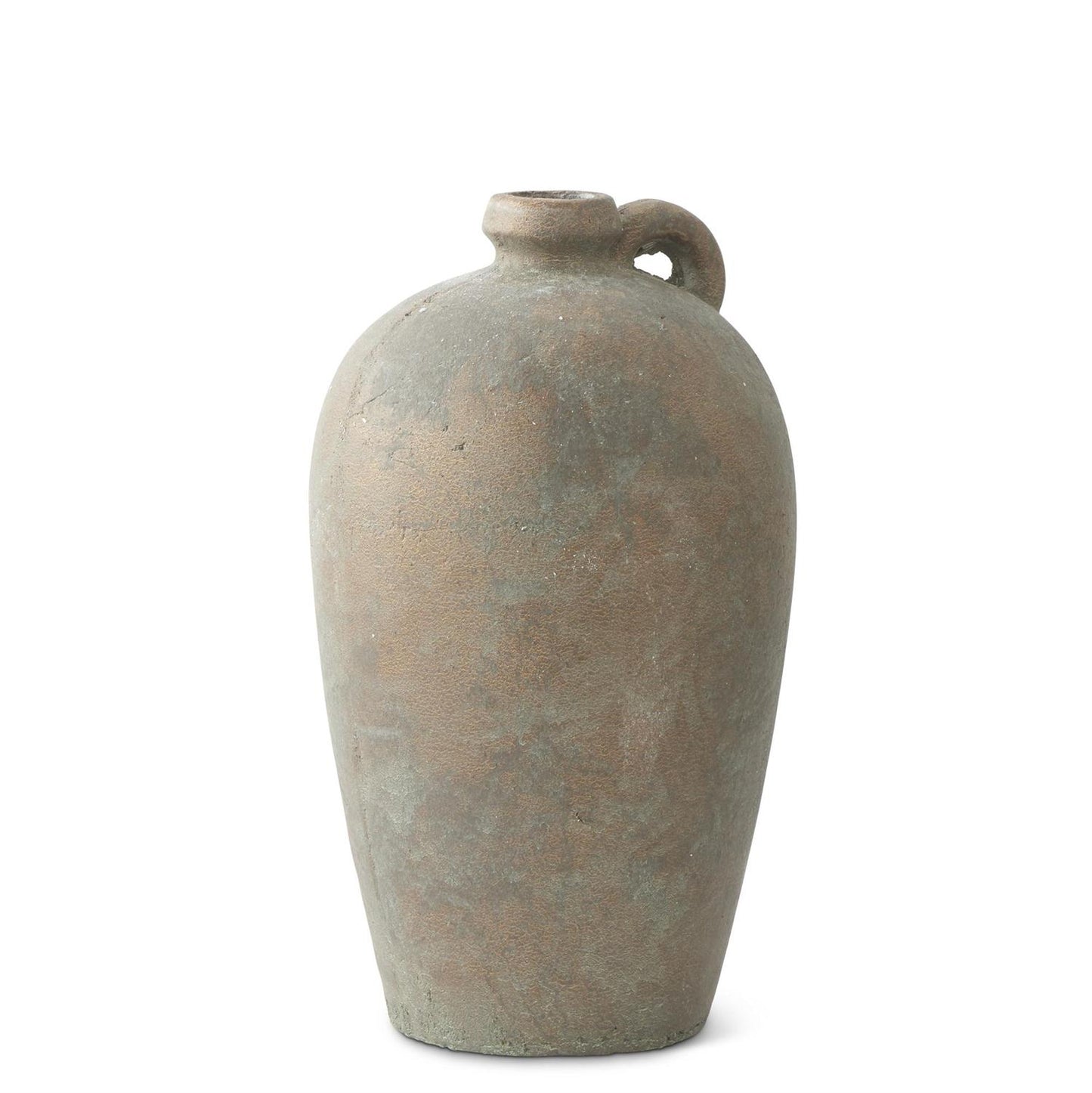 Florero de terracota con esmalte bronce
