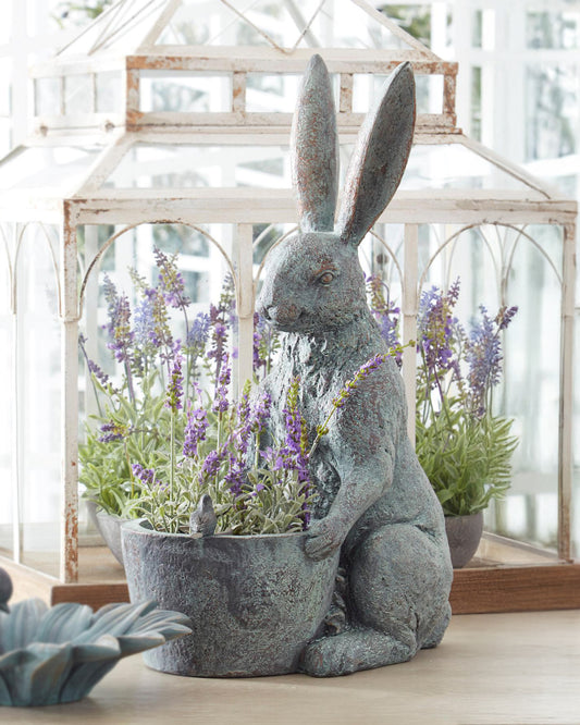 Maceta de conejo verde patina 19.5 pulgadas