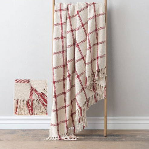 Colcha de lineas rojas
