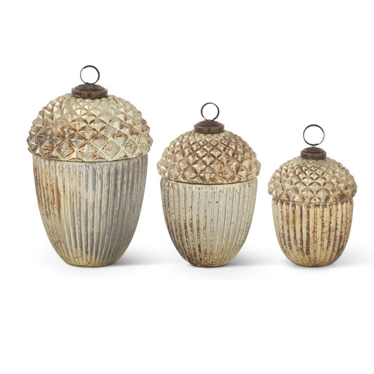 Bellota De Vidrio Grd Color Champan Quemado Con Tapa