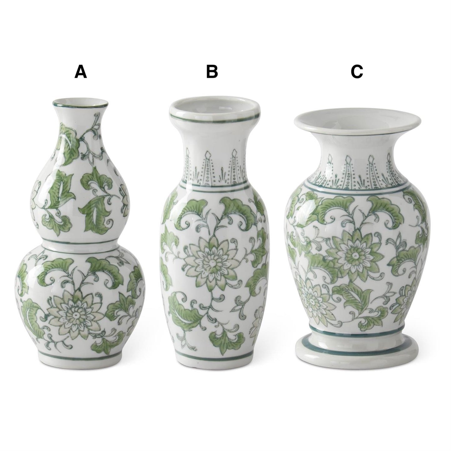 Floreros chinoiserie verde y blanco