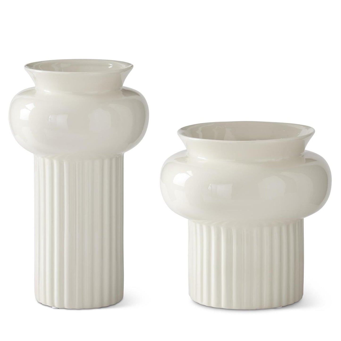 Florero ceramica crema borde ondulado