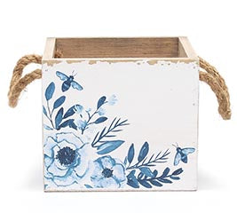 Macetero de madera cuadrado de flores