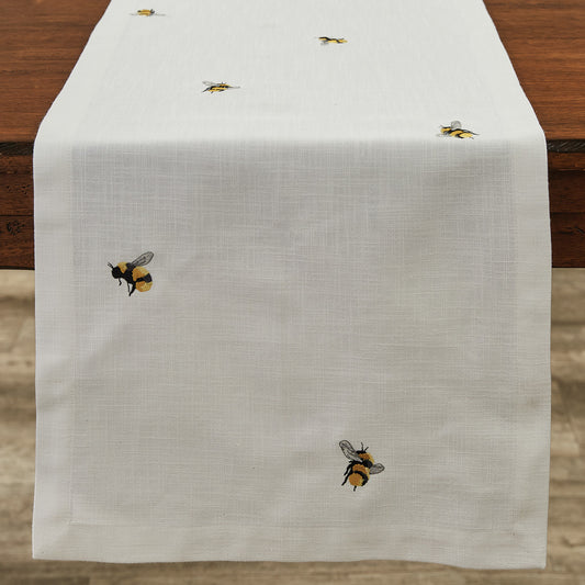 Camino de mesa de abeja bordado