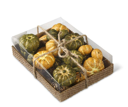 Caja De 24 Calabazas Mixtas Verde Y Amarillas