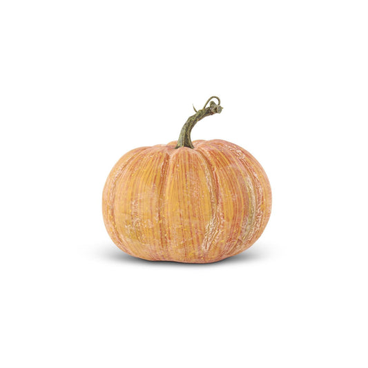 Calabaza Naranja Con Motas Amarillas, Verde Y Blanqueada De 15 Cm