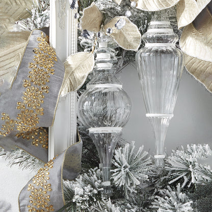 Ornamentos grandes transparentes con linea blanca
