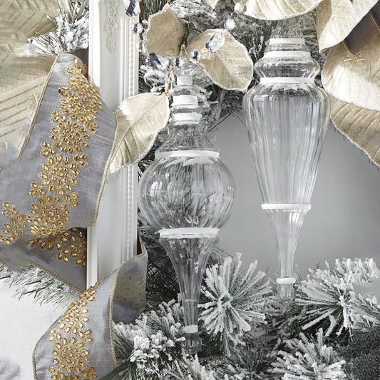 Ornamentos grandes transparentes con linea blanca