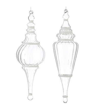 Ornamentos grandes transparentes con linea blanca