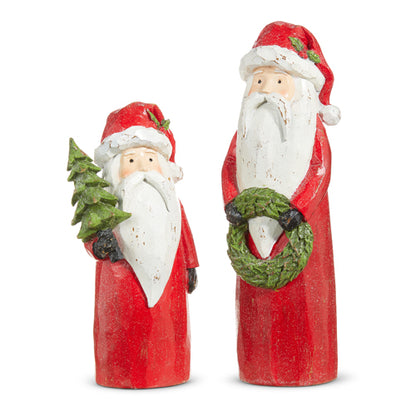 Santa Con Arbol y Corona Tallados