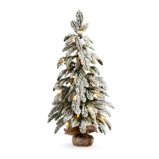 Arbol nevado iluminado en bolsa 28in