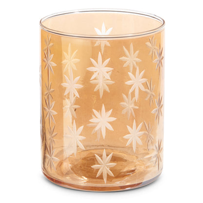 Candelero grabado con estrellas cafe 5in