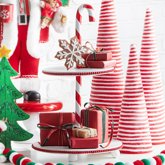 Azafate De Dos Niveles De Candy Cane 17In