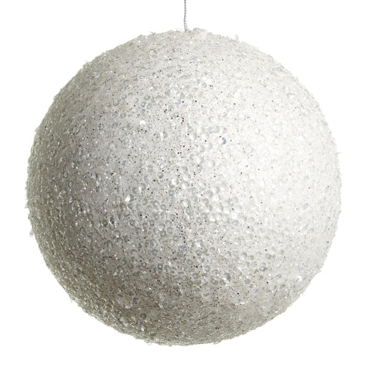 Adorno bola blanca escarchada 7in