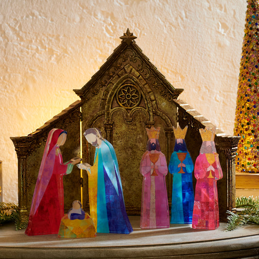 Pesebre dorado plegable 12in