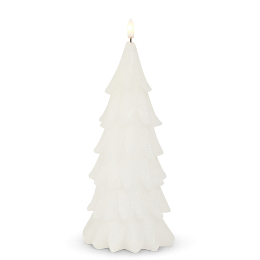 Vela arbol blanco con brillo 9.5in