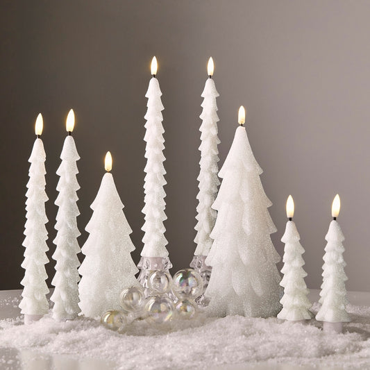 Vela arbol blanco con brillo 7.5in
