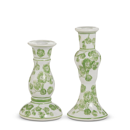 Candeleros verdes cherry blossom grandes 8.25in
