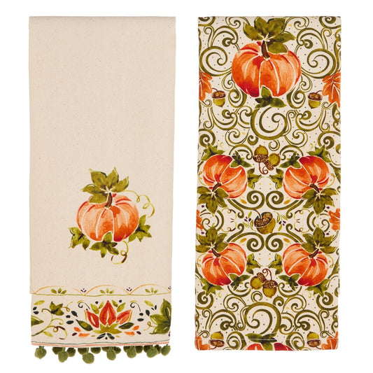 Toalla de cocina floral otonal verde 26in