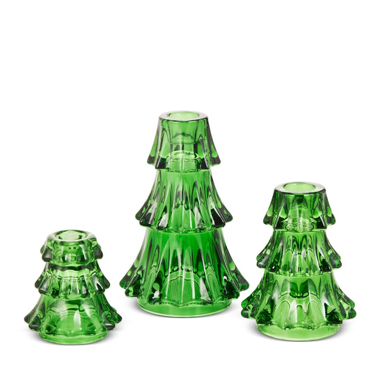 Candeleros de arbol verde 5.75in