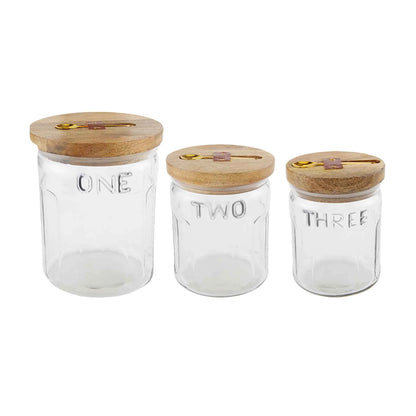 Set de canisters con cuchara one two three
