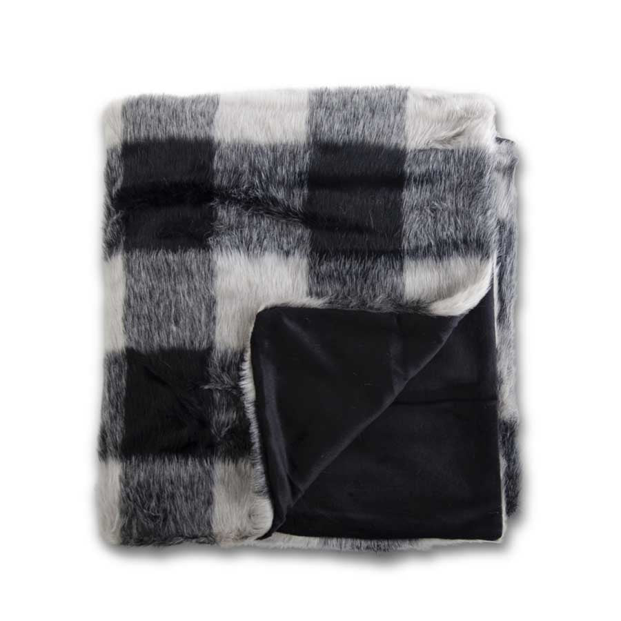 Cojin / Throw de piel artificial negro y blanco
