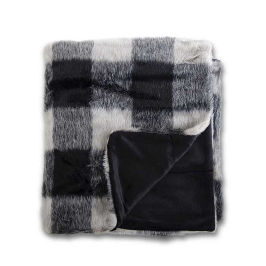 Cojin / Throw de piel artificial negro y blanco