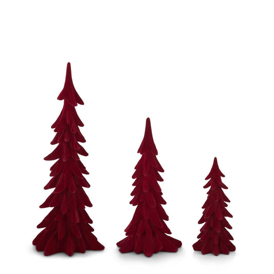 Arbol navideno de terciopelo rojo
