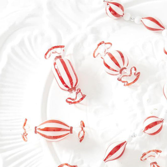 Adornos vidrio dulces rojo y blanco 3 estilos