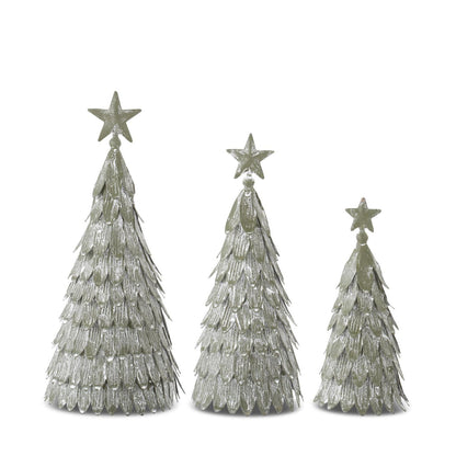 Arbol verde metalico escamas con estrella
