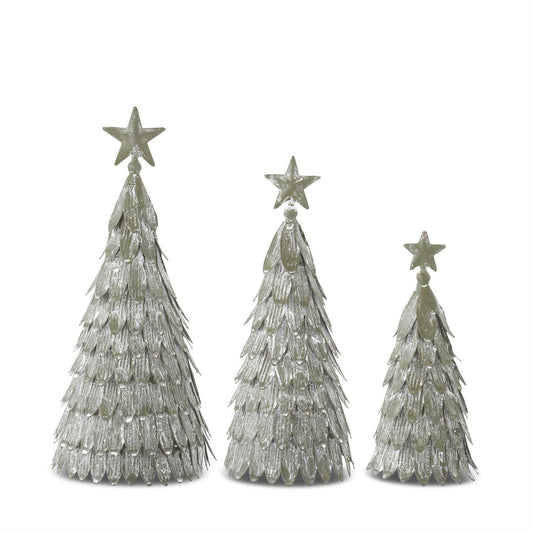 Arbol verde metalico escamas con estrella