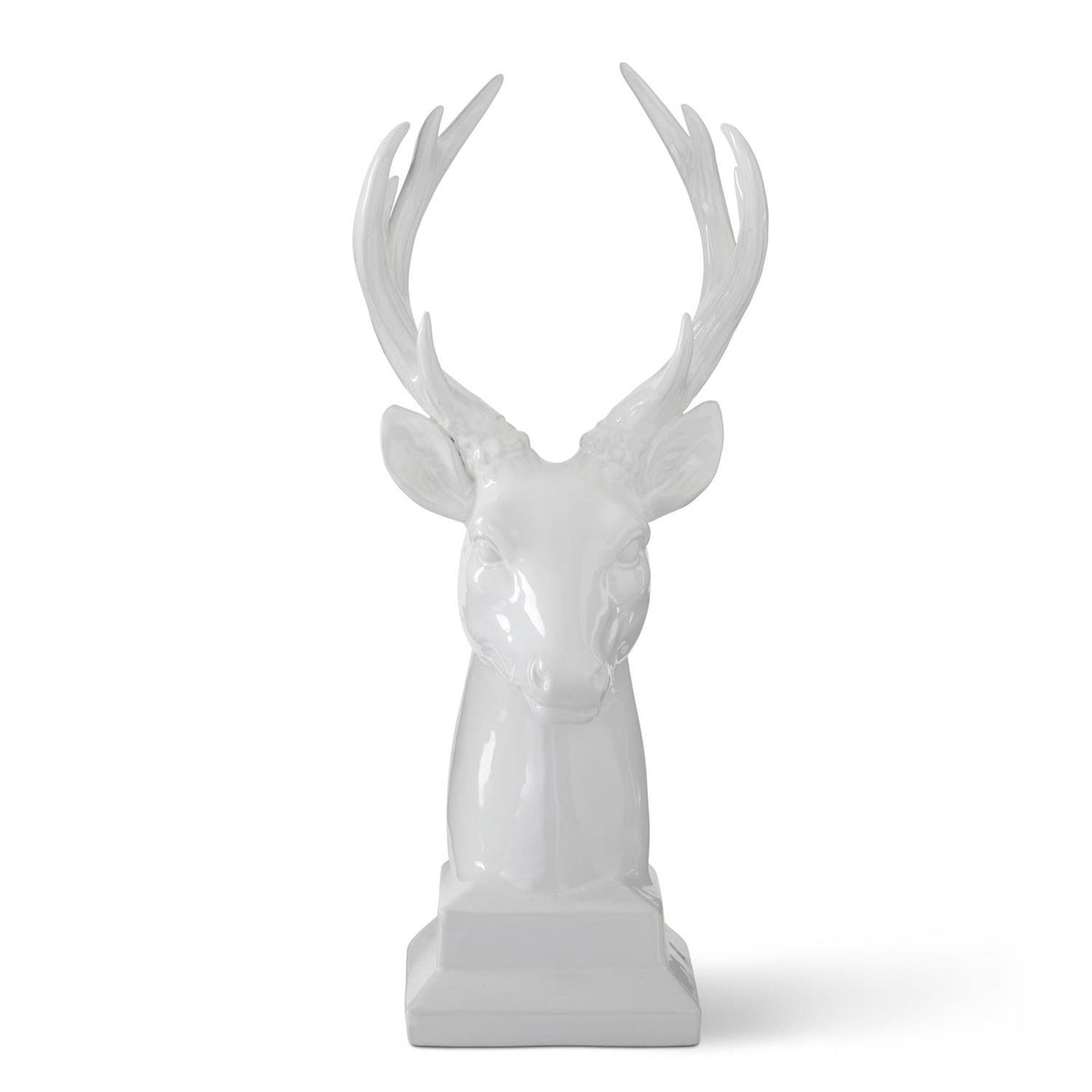 Busto venado ceramica blanca brillante 16.5 in