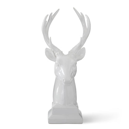 Busto venado ceramica blanca brillante 16.5 in