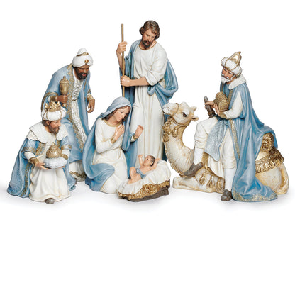 Nacimiento celeste 6 piezas 9.25in con reyes