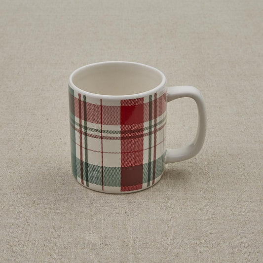 Taza de cuadros rojos Navidad