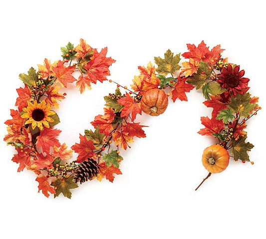 Guirnalda de calabazas con girasoles