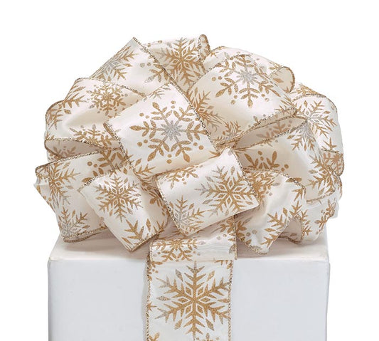 Listón blanco con copos dorados