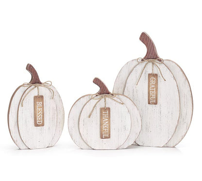 Calabazas blancas de madera