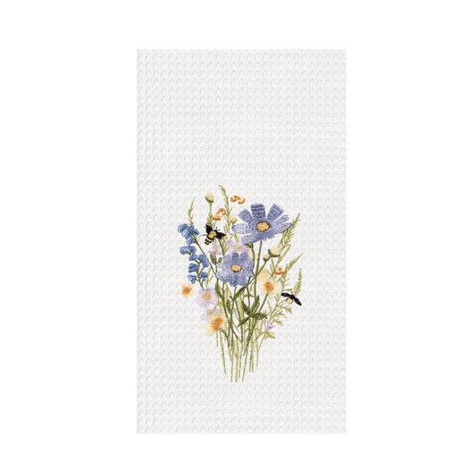 Toalla de cocina abejas y flores azules