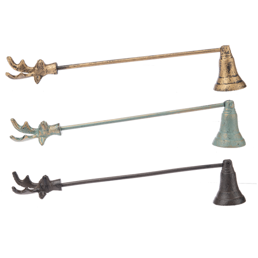 Apagavelas de venado celeste dorada y negra