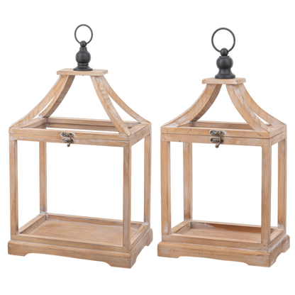 Faroles de color madera natural con argolla negra