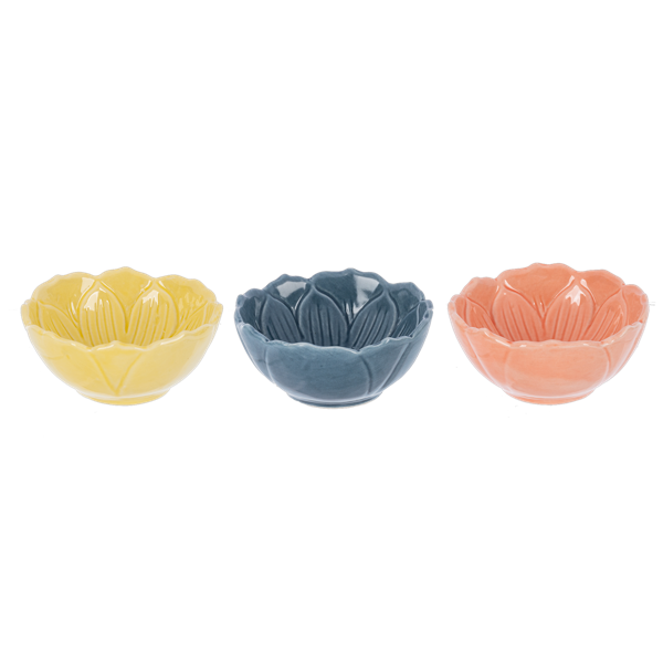 Bowl De Flores Azul Amarillo Rosado